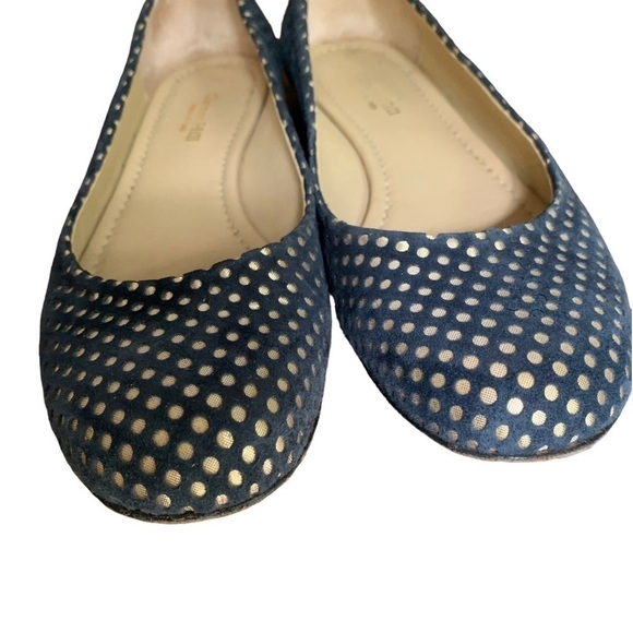 Garnet Hill Navy Gold Shimmer Polka Dot Ballet Flats Sz 7,5 - Picture 5 of 7